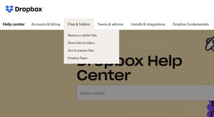 the dropbox online help center as one well designed knowledge base system examples