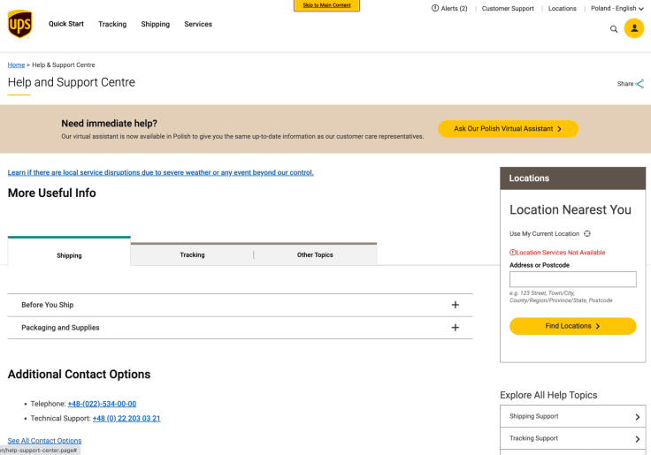 the ups help center as one of the best knowledge base examples